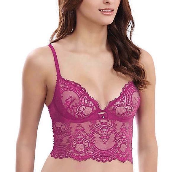 Wacoal Women Chrystalle Underwire Longline Bralette Medium Pink Coquette Babydol - Picture 1 of 11